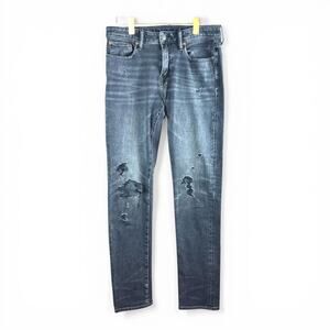 American Eagle AirFlex 360 Mens Distressed Skinny Jeans 32x34 Faded Black Wash
